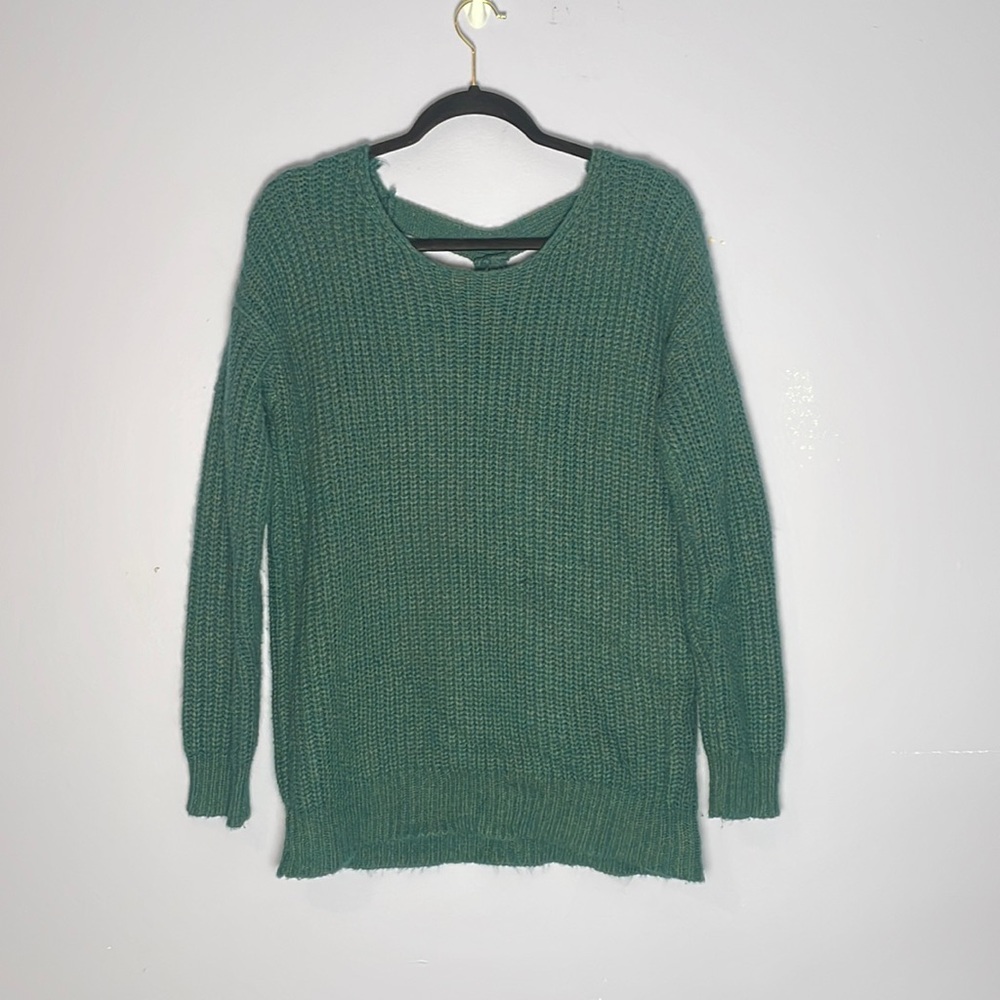 3/10$ Green cut out open back knit sweater